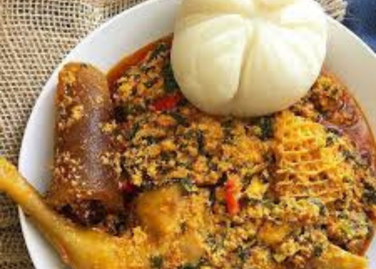 Semo With Egusi Soup And Pomo